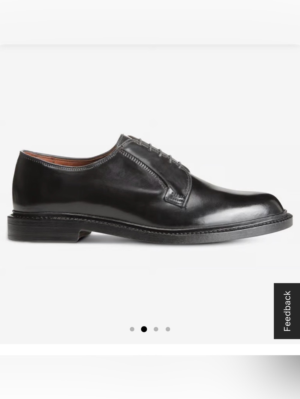 Allen Edmonds Men’s Black Leeds. Plain toe blucher dress shoe. Size 11.5 New.